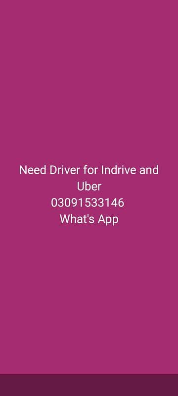 Need Driver for Indrive and Uber 0