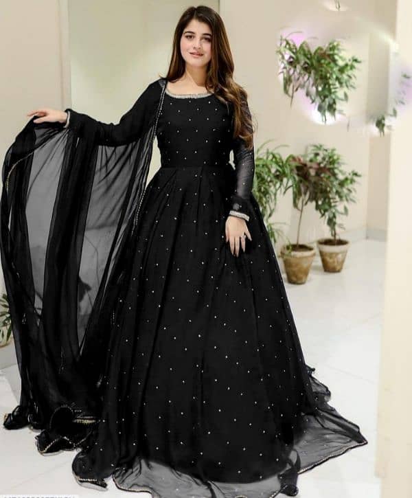 3 Pcs Women's stitched chiffon sequins Embroidered 3 Pcs Maxi suit 2