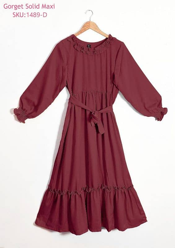 Elegon Maroon  Georette maxi dress-1pc women's stitched stylish abaya 0