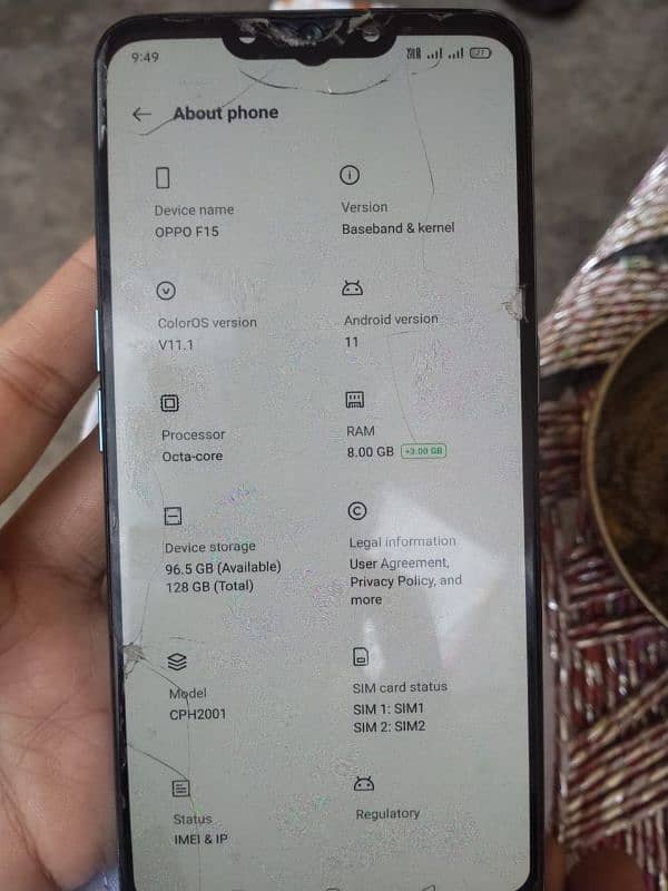 oppo f15 (8gb 128ram) 6