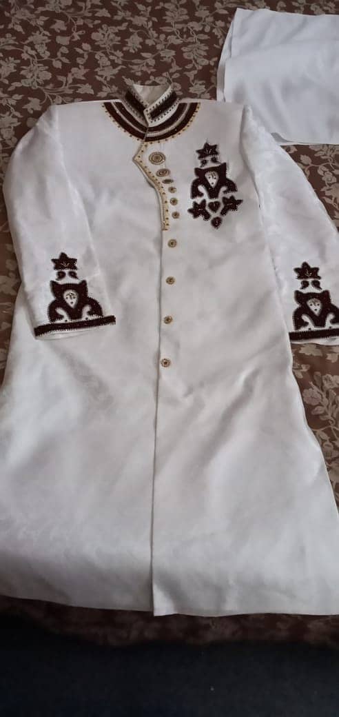 4 Piece Sherwani for Dulha ( Sherwani , Kurta , Kula & Pajama) 0