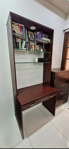 Desk with racks and drawer