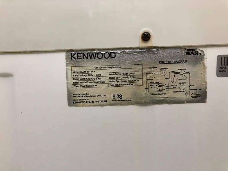 slightly used Kenwood washing machine 7