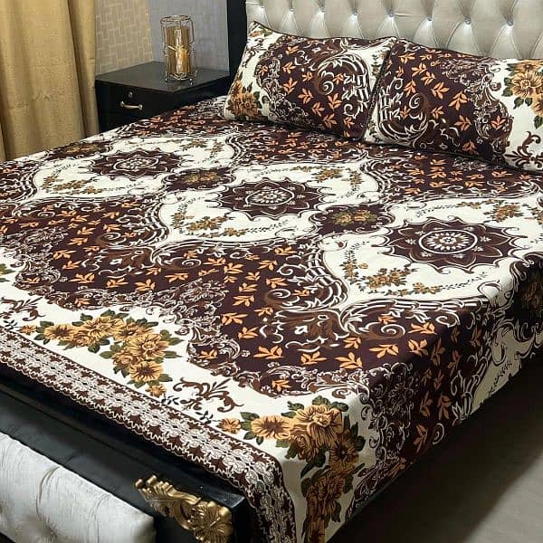 Multicolor Printed Double bet Sheet Set - 3 pcs Crystal Cotton 1