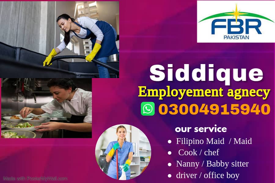 Maids / House Maids / cook / Nanny , chef / Baby Sitter maid availabl 0