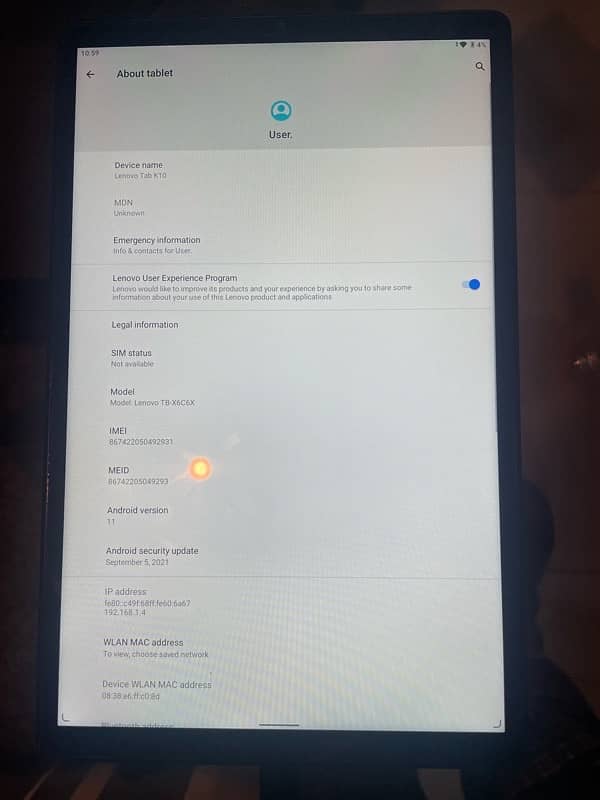 Lenovo Tab K10. In Good Condition for urgent sale. 1