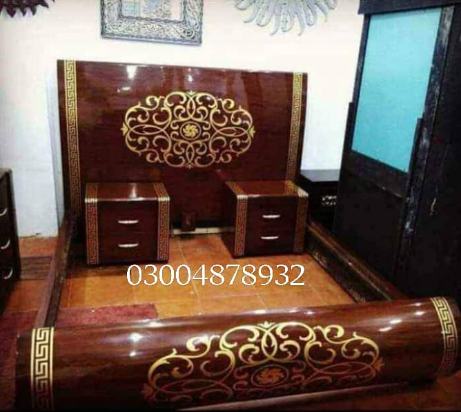 bedset/furniture/side table/double bed/factory rate/wood style 2