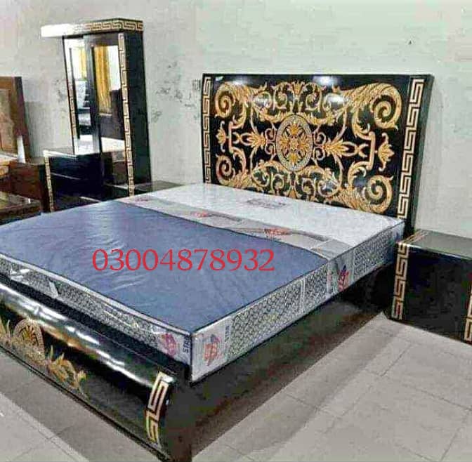 bedset/furniture/side table/double bed/factory rate/wood style 9