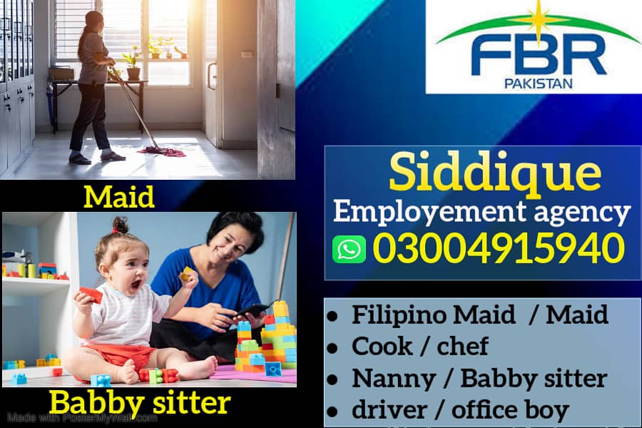 Maids / House Maids / cook / Nanny , chef / Baby Sitter maid availabl 0