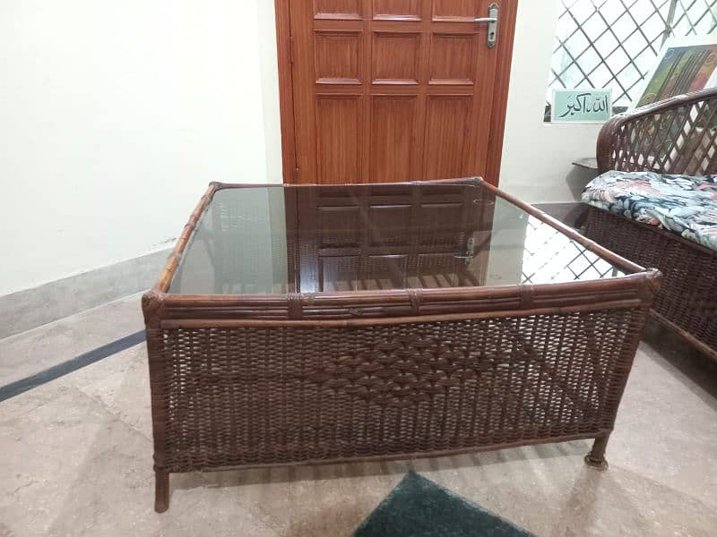 Cane Sofa Set with Mirror Table, 6 Seater Total 1