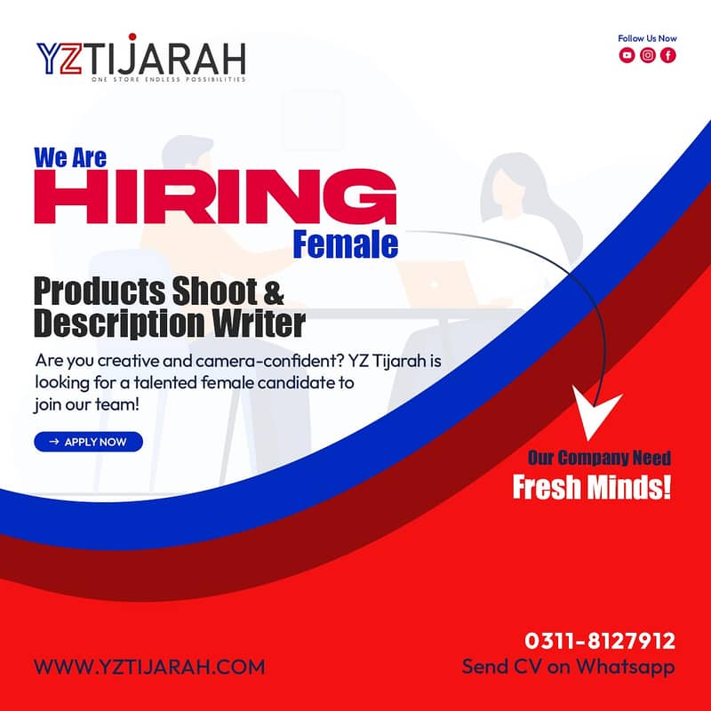 Female Job Opportunity: Product Shoot and Description Writing  0