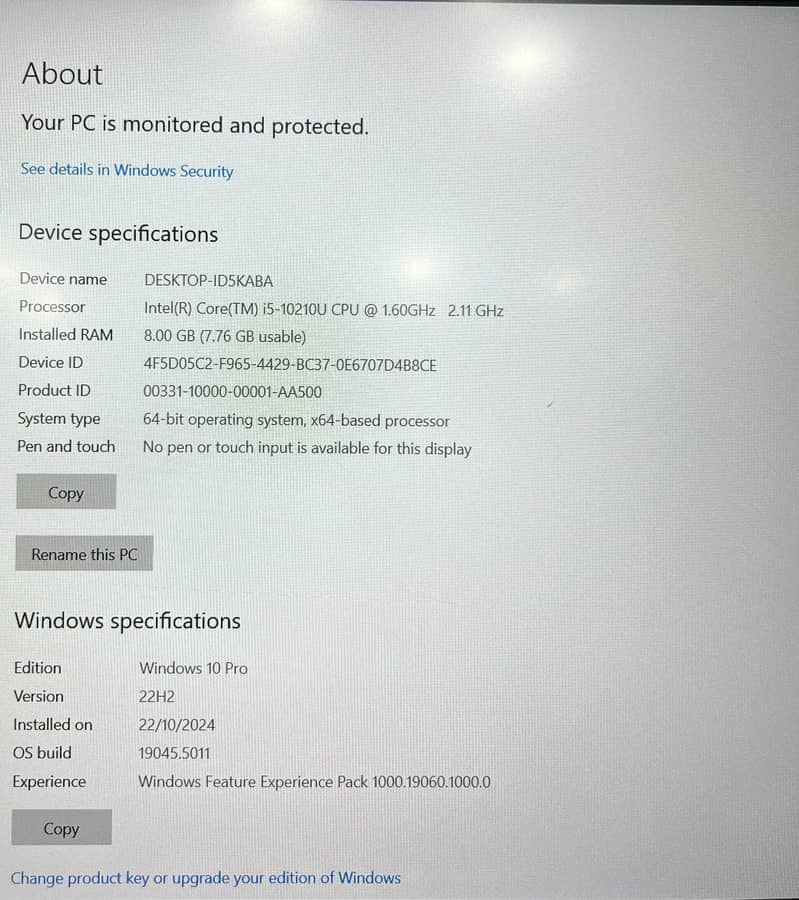 lenovo t15 Generation 1 core i5 10th Generation 16 Gb Ram 256 Gb ssd 7