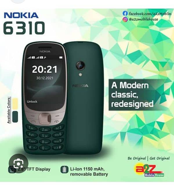 Nokia 6310, Dual Sim PTA approved 1year warranty. Big Display 0