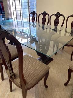 Dining Table For sale//8 seater Dining Table//wooden(Top Glass) Dining