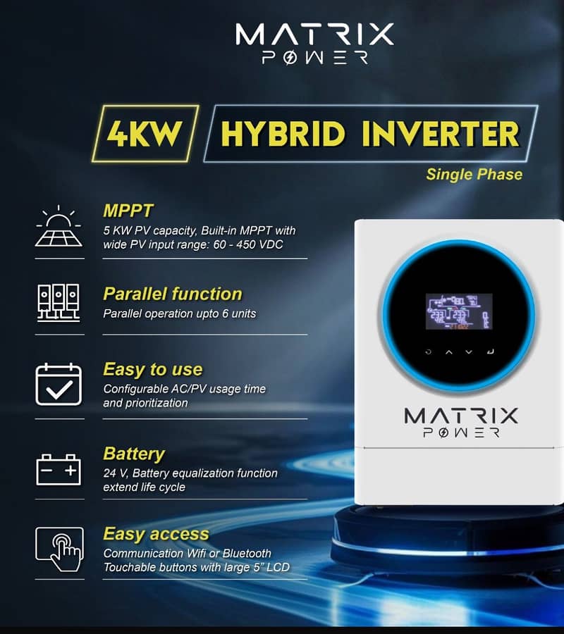 Matrix 4 KW Hibrid Solar Inverter , 5000 PV 1