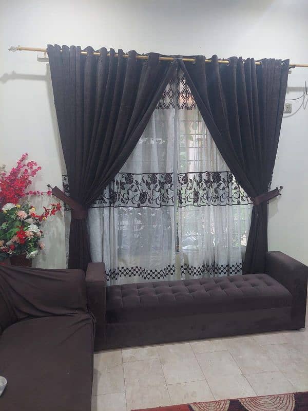 7 seater Sofa set, curtains, center table, center piece 2