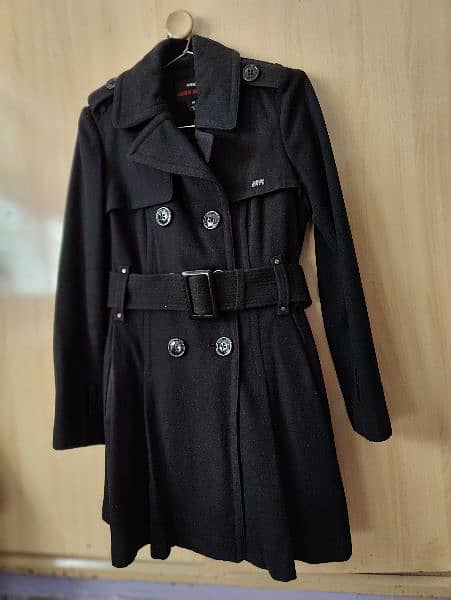 MISS SIXTY Black Wool Blend Pea Coat Jacket Size M 0