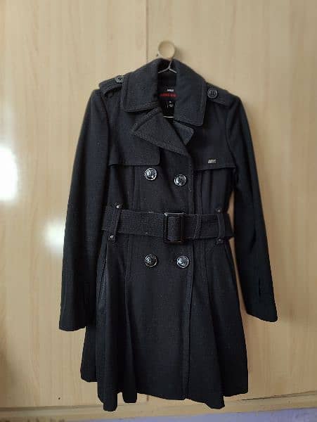 MISS SIXTY Black Wool Blend Pea Coat Jacket Size M 1