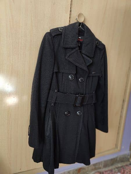 MISS SIXTY Black Wool Blend Pea Coat Jacket Size M 2