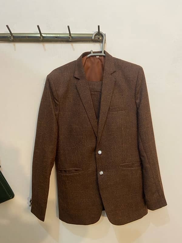 Three 3 Piece Brown Pant Coat Suit 1