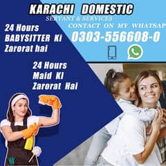 Zarorat Hai Female House Maid 24 Hours k liye