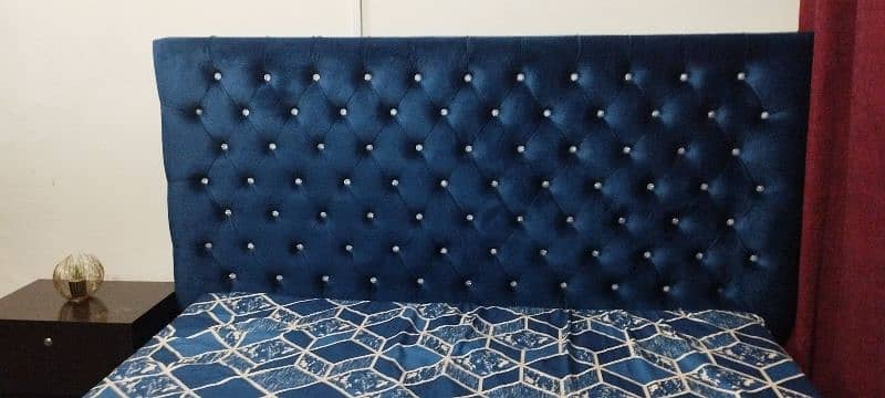 Blue Poshish King Size bed with 2 Side tables 1