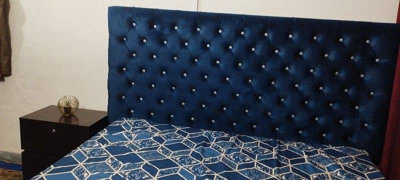 Blue Poshish King Size bed with 2 Side tables 3