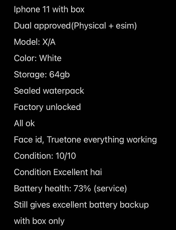 Iphone 11 dual pta approved 64gb 2