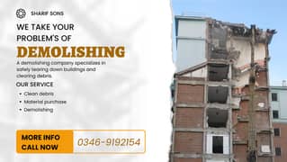 Old building's demolishing/demolish service and All material purchase