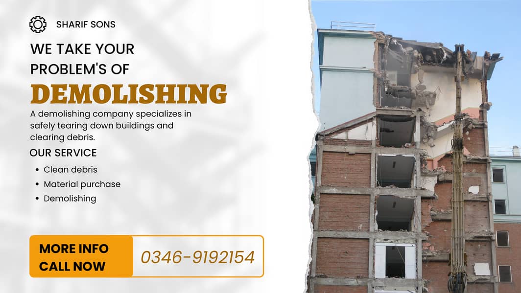 Old building's demolishing/demolish service and All material purchase 0