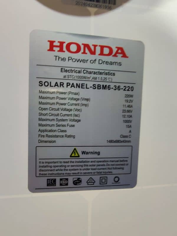 solar panels Honda 200wht mono crystalline 2