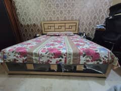 stylish wooden bed with side corners with mattress