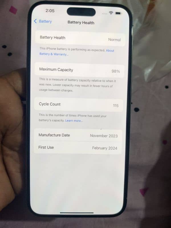 15 pro max 256gb factory unlock UK/CA 98 health 115 cycle count 8