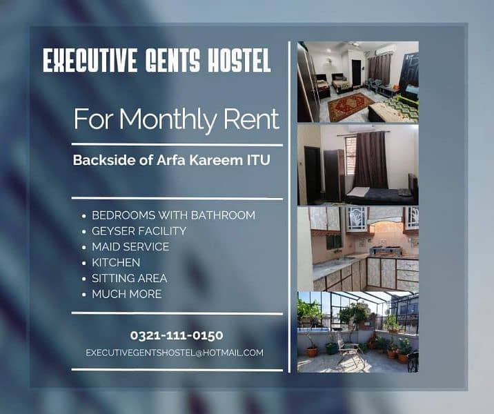 Gents Hostel for Monthly stay near Arfa ITU, Model Town, Gulberg, Lhr 0