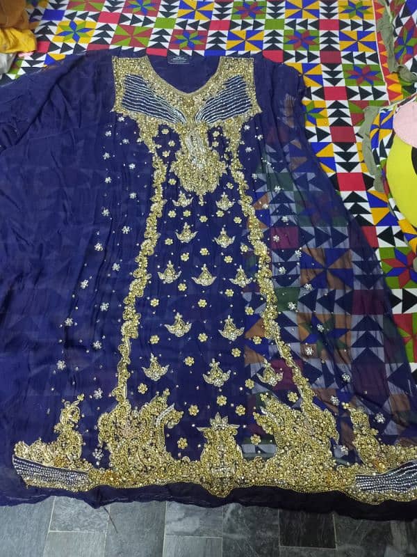 royal blue Unstitched heavy embroidered 3 PCs suit with inner 1