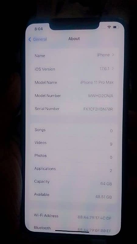 iphone 11 pro Maxx waterpack 83 B. H  64Gb 7