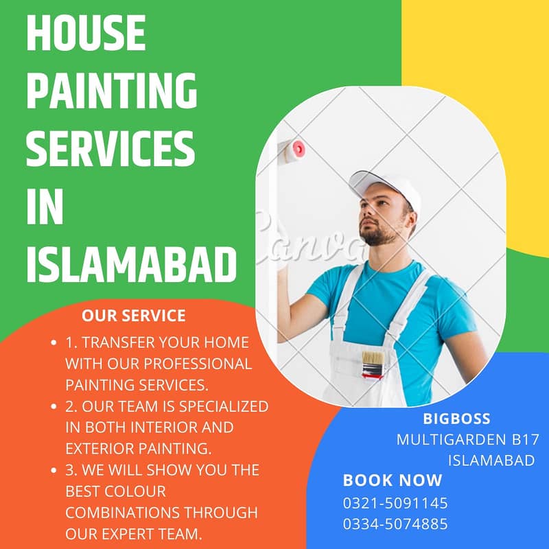 Professional House Paint & Repaint Services in ISLAMABAD – On One Call 0