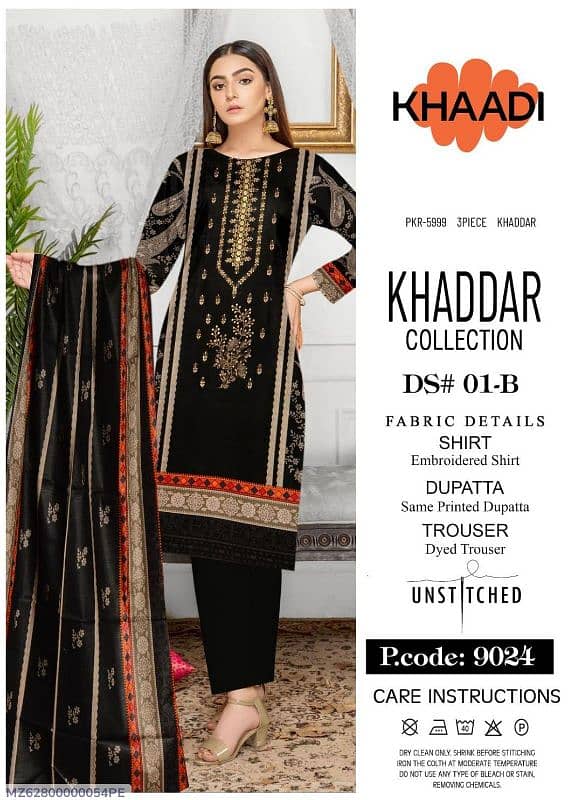 women's 3 pcs unstitched khaddar Digital print suit 1