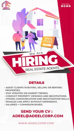 Female Agents Required (Real Estate)