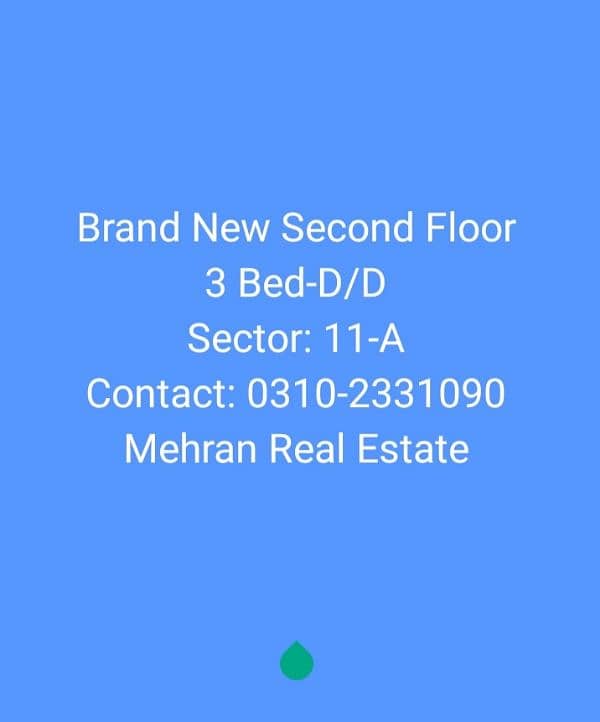 Brand New,3 Bed-D/D,Second Floor, 11-A, Contact: 0-3-1-0-2-3-3-1-0-9-0 0