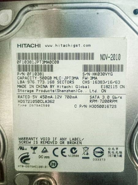 Hitachi 500 GB Harddisk 0