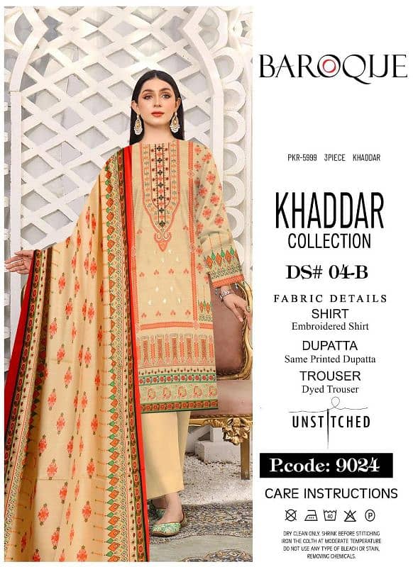 3pic woman's unstitched khaddar digital print suit 1