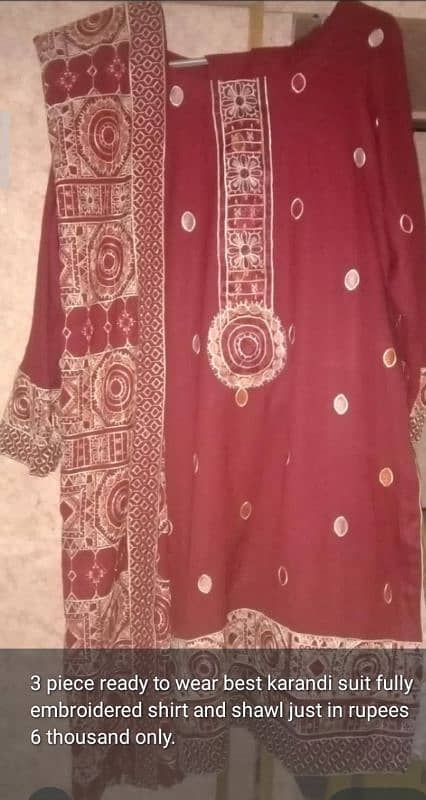 karandi ladies 3 piece embroidered pret suit 0