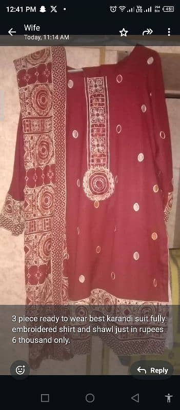 karandi ladies 3 piece embroidered pret suit 3