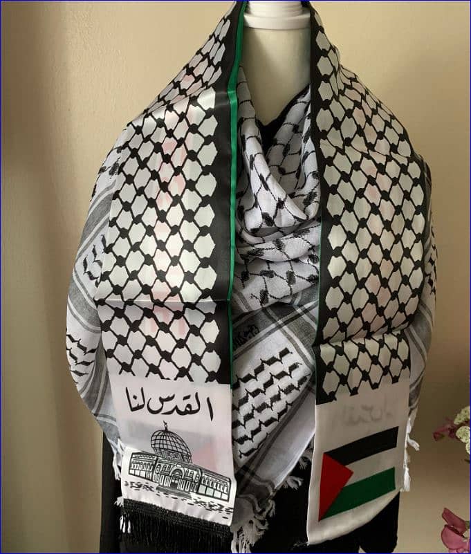 Palestine Flag , Scarf Keffiyeh, USA Flag, Indoor office Flag & Pole 12