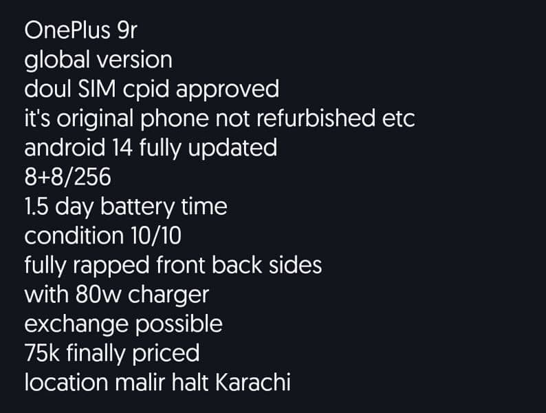 OnePlus 9r global version 9