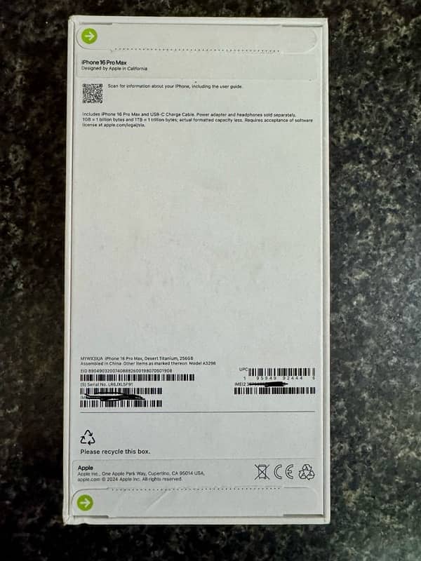 iphone 16pro max 256GB PTA Approved 0