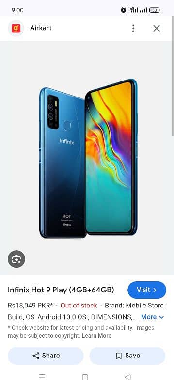 Infinix Hot 9 Play for sell with only Box 0