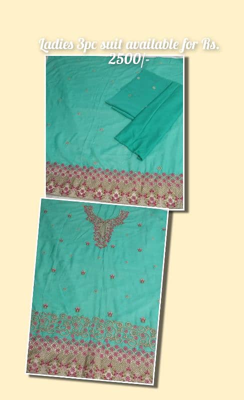 Ladies unstitched fancy silk suit 2 pc and 3 pcs in different prices 2