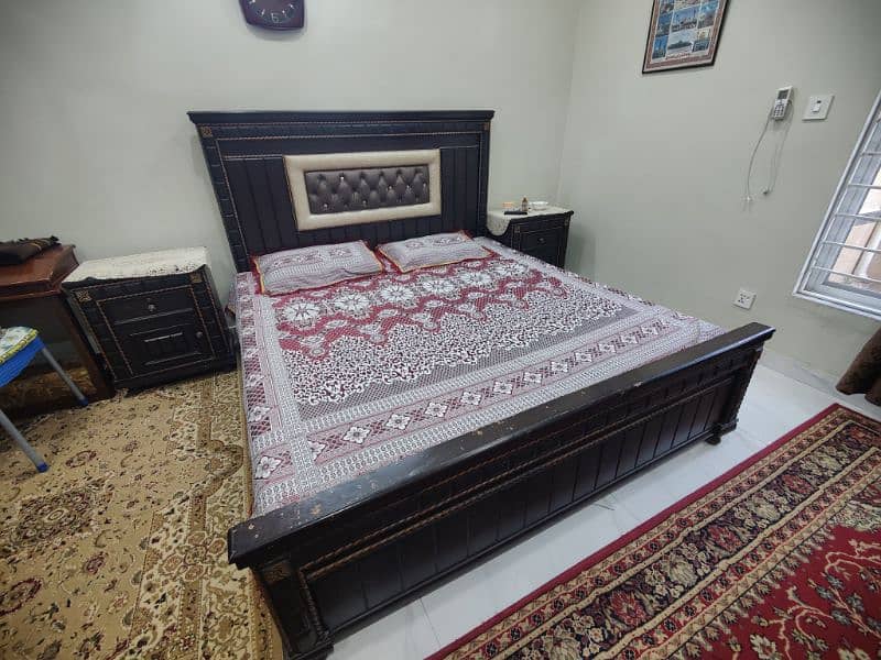 wooden bed set with side tables for sale 0